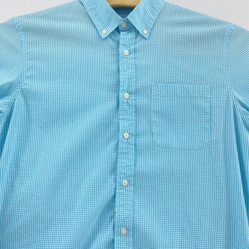 Saddlebred Traveler Blue Gingham Button Down Adaptive Cool Classic‎ Fit Shirt L